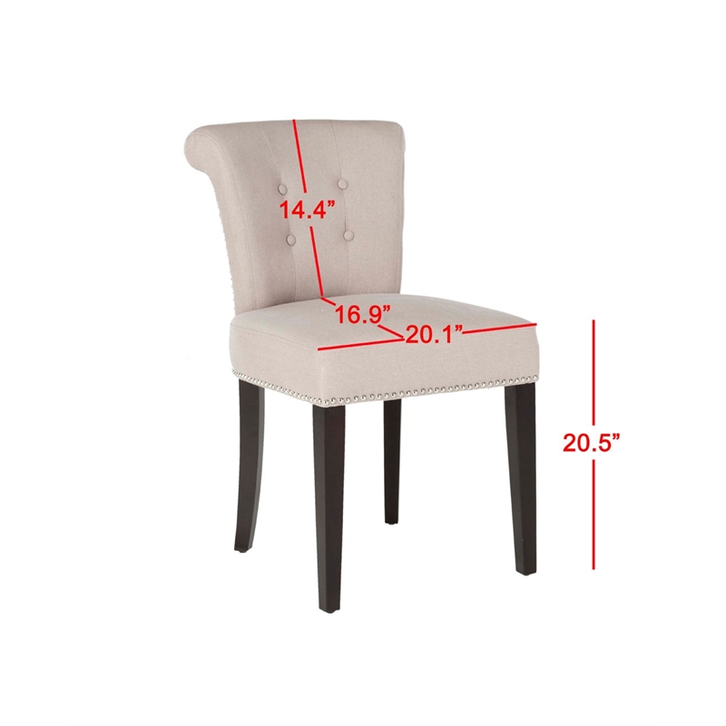 Safavieh Sinclair Nickle Nailhead Ring Dining Chair in Taupe (Set Of 2)