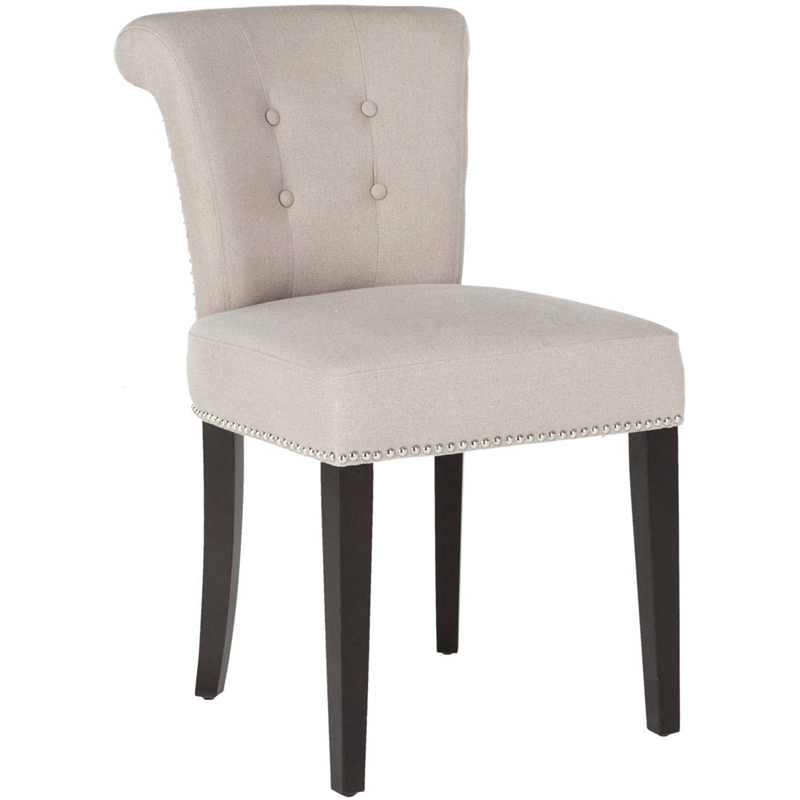 Safavieh Sinclair Nickle Nailhead Ring Dining Chair in Taupe (Set Of 2)