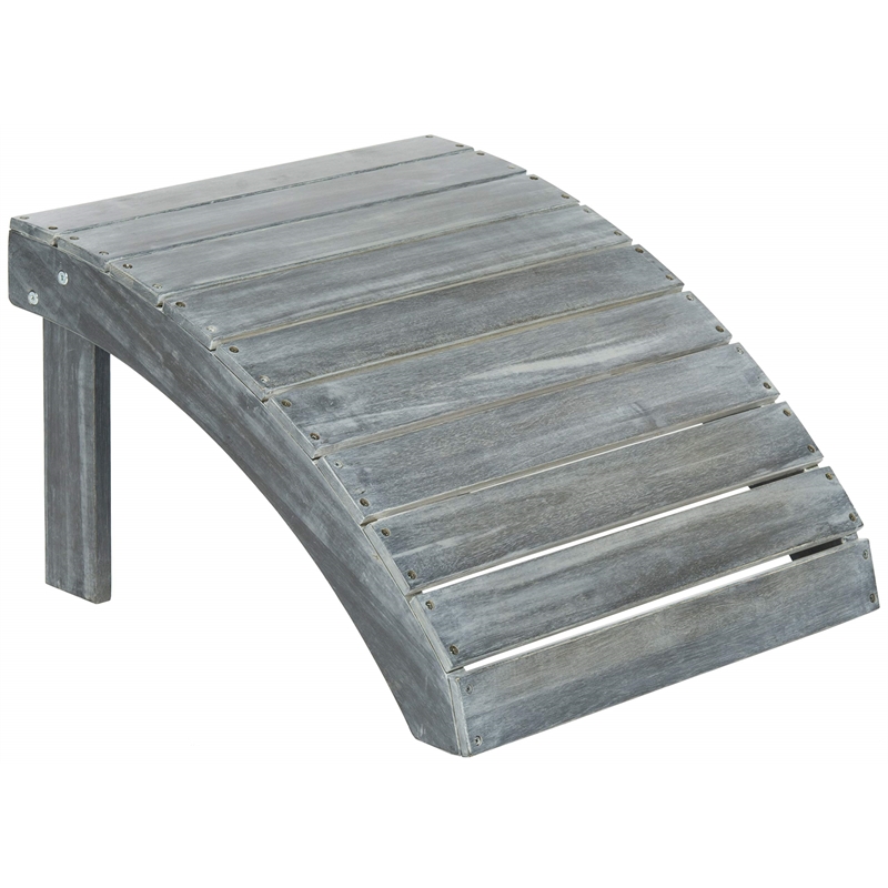 Safavieh Mopani Acacia Ottoman in Ash Grey