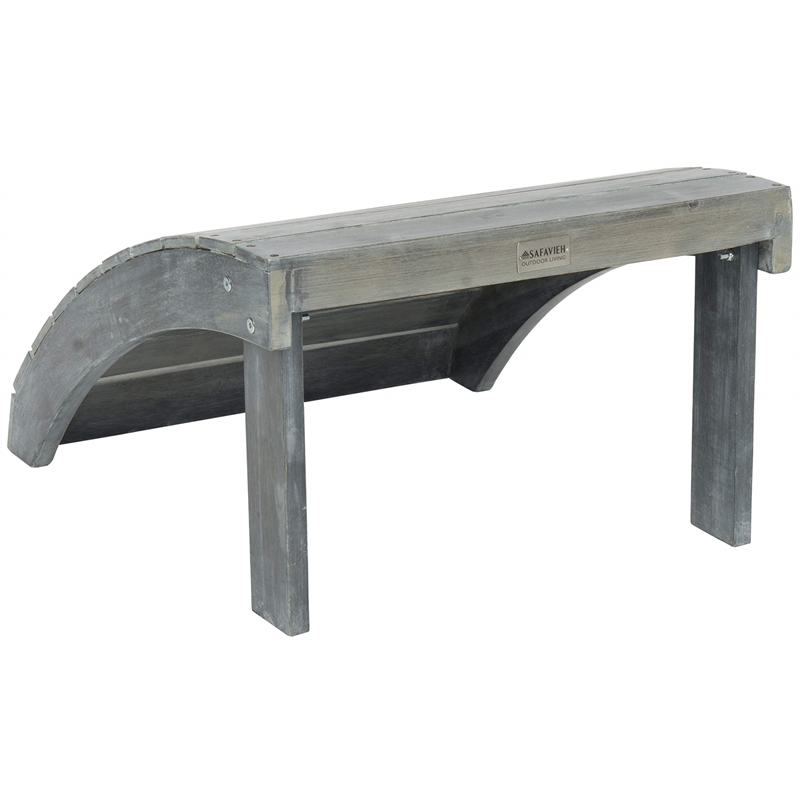 Safavieh Mopani Acacia Ottoman in Ash Grey