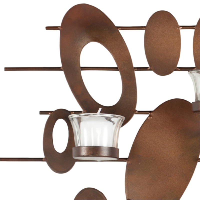 Safavieh Votive Iron and Glass Wall Decor in Burnt Copper