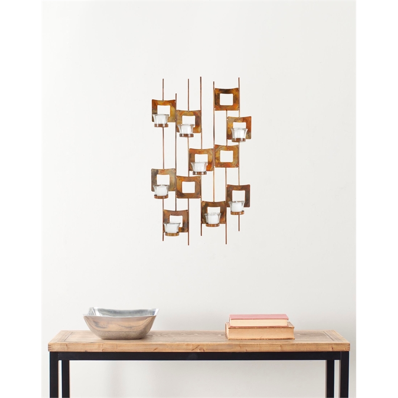 Safavieh Votive Iron and Glass Wall Decor in Burnt Copper