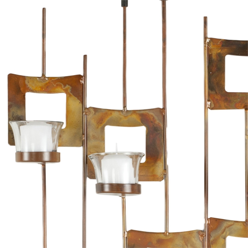 Safavieh Votive Iron and Glass Wall Decor in Burnt Copper