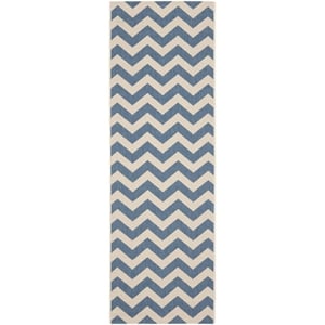 Safavieh Courtyard Polypropylene Runner Rug CY6244-243-210 in Blue and Beige