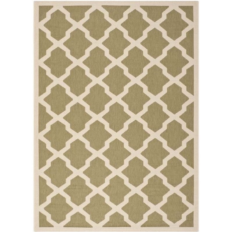 Safavieh Courtyard Polypropylene Medium Rectangle Rug CY6903-244-5 in Green and Beige