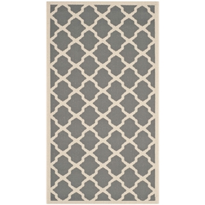 Safavieh Courtyard Polypropylene Rectangle Rug in Anthracite and Beige