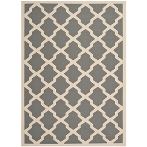 Safavieh Courtyard Polypropylene Medium Rectangle Rug CY6903-246-5 in Anthracite and Beige