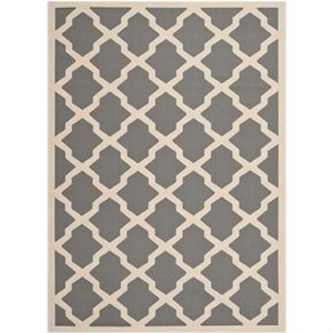 Safavieh Courtyard Polypropylene Large Rectangle Rug CY6903-246-8 in Anthracite and Beige