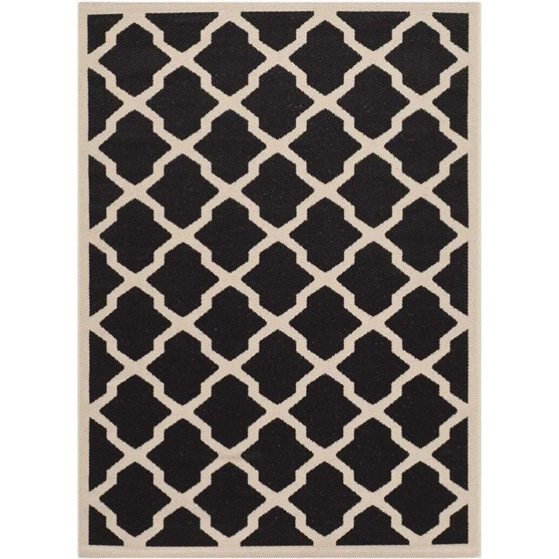 Safavieh Courtyard Polypropylene Small Rectangle Rug CY6903-266-4 in Black and Beige