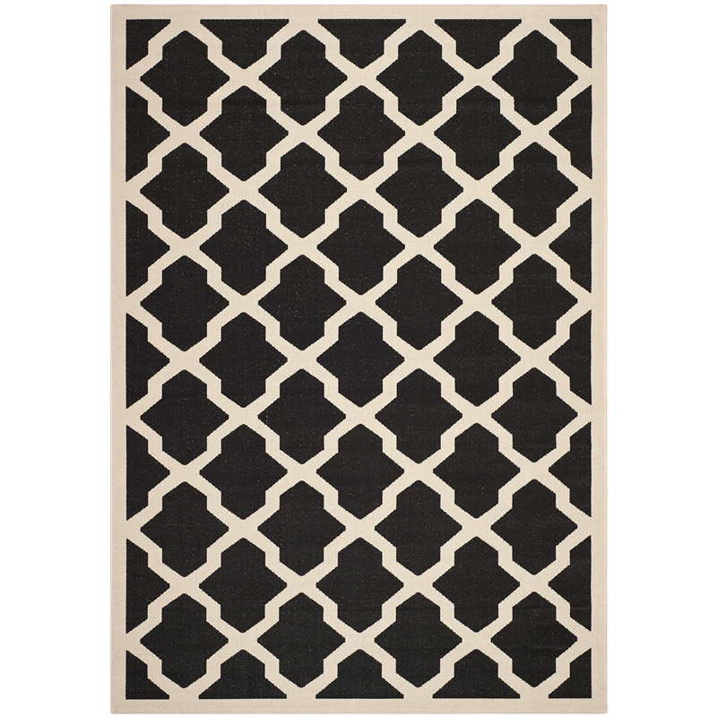 Safavieh Courtyard Polypropylene Medium Rectangle Rug CY6903-266-6 in Black and Beige