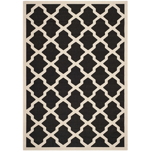 Safavieh Courtyard Polypropylene Medium Rectangle Rug CY6903-266-6 in Black and Beige