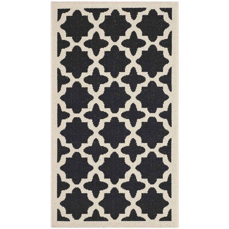 Safavieh Courtyard Polypropylene Accent Rug CY6913-266-2 in Black and Beige