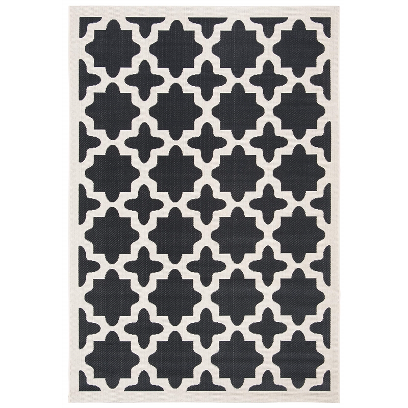 Safavieh Courtyard Polypropylene Medium Rectangle Rug CY6913-266-5 in Black and Beige
