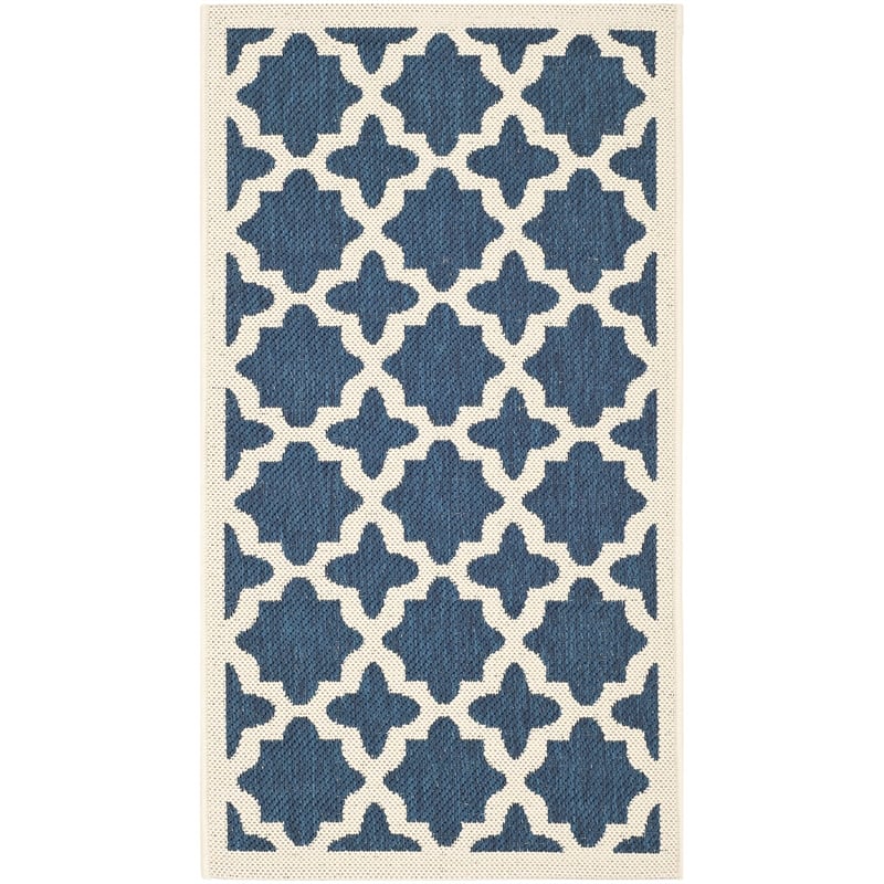 Safavieh Courtyard Polypropylene Small Rectangle Rug CY6913-268-4 in Navy and Beige
