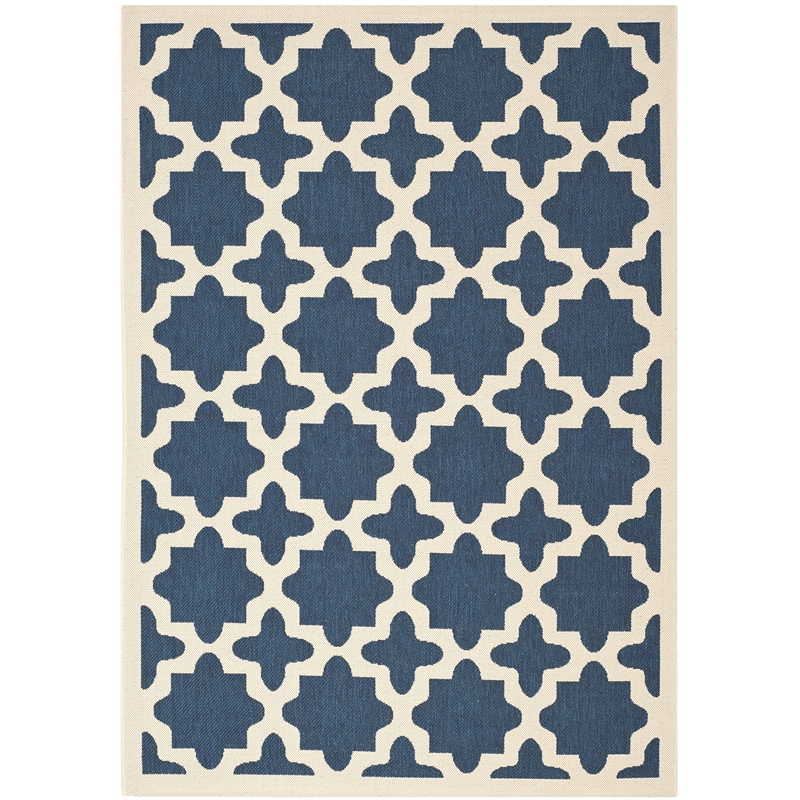 Safavieh Courtyard Polypropylene Medium Rectangle Rug CY6913-268-6 in Navy and Beige