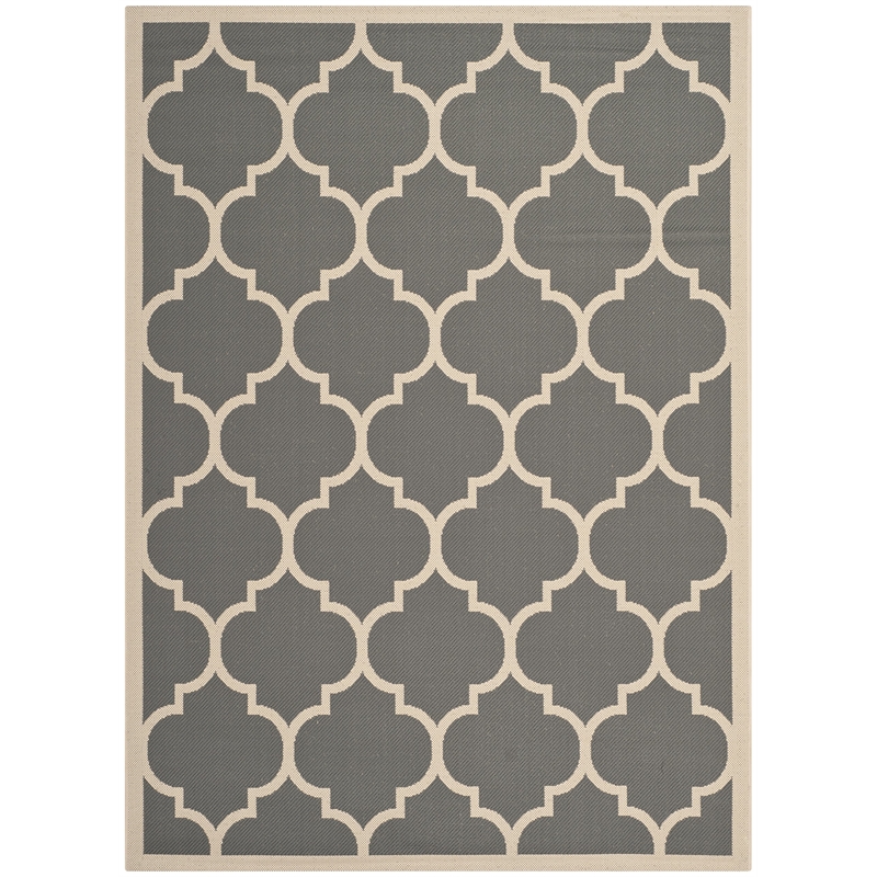 Safavieh Courtyard Polypropylene Small Rectangle Rug CY6914-246-4 in Anthracite and Beige