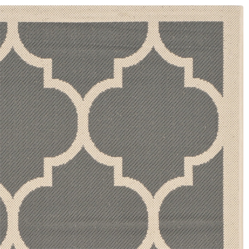 Safavieh Courtyard Polypropylene Small Rectangle Rug CY6914-246-4 in Anthracite and Beige