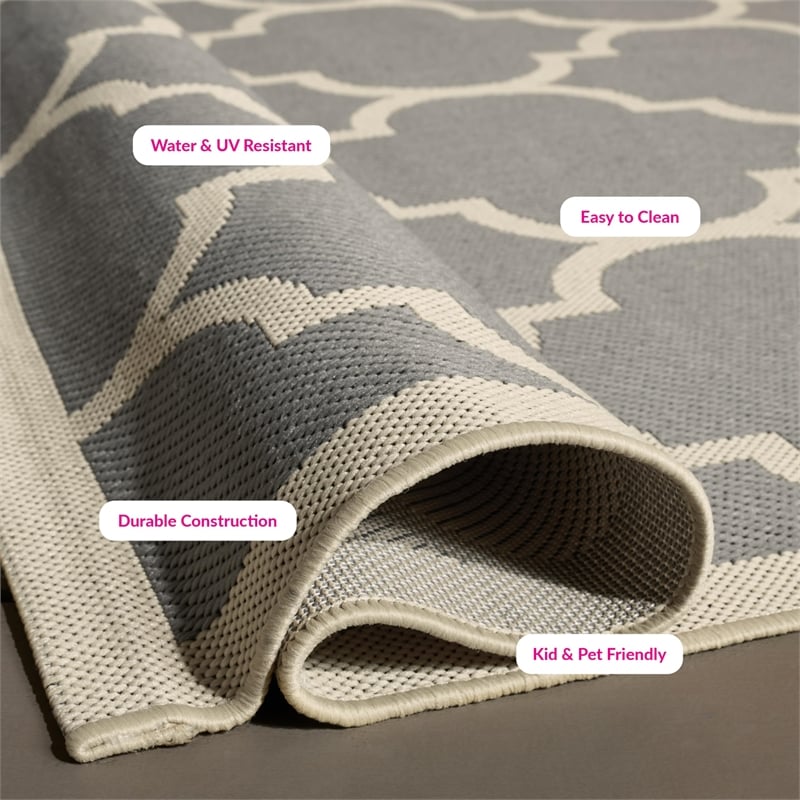 Safavieh Courtyard Polypropylene Medium Rectangle Rug CY6914-246-5 in Anthracite and Beige