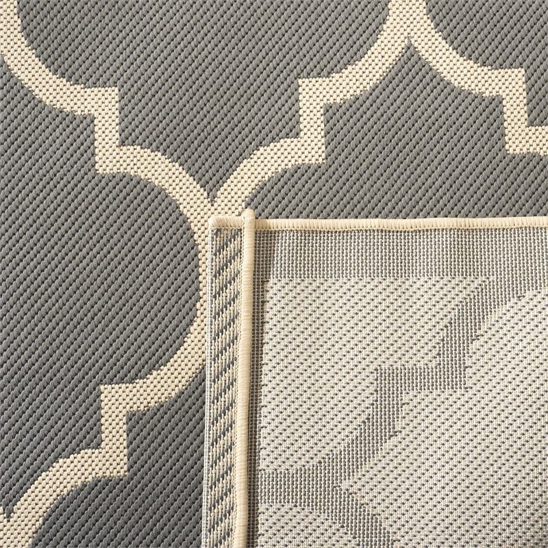 Safavieh Courtyard Polypropylene Medium Rectangle Rug CY6914-246-5 in Anthracite and Beige