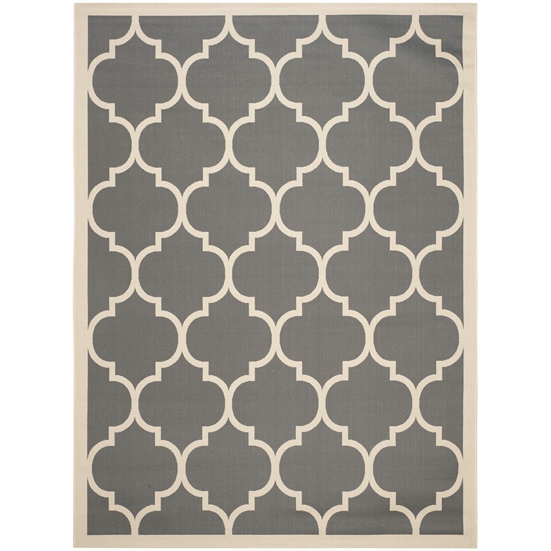 Safavieh Courtyard Polypropylene Large Rectangle Rug CY6914-246-8 in Anthracite and Beige