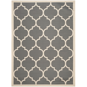 Safavieh Courtyard Polypropylene Large Rectangle Rug CY6914-246-8 in Anthracite and Beige