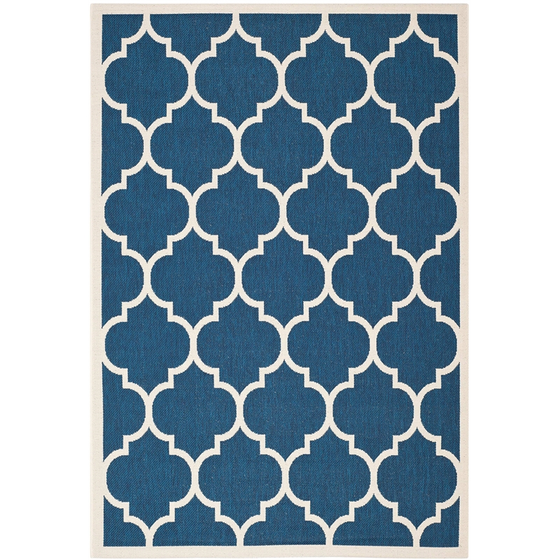 Safavieh Courtyard Polypropylene Medium Rectangle Rug CY6914-268-5 in Navy and Beige