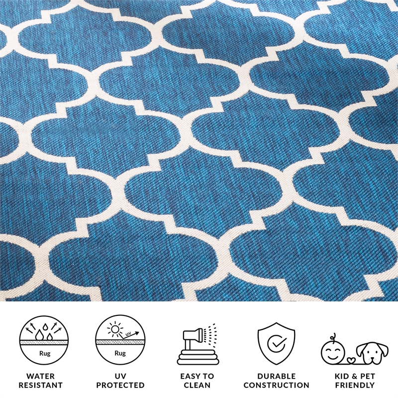 Safavieh Courtyard Polypropylene Medium Rectangle Rug CY6914-268-5 in Navy and Beige