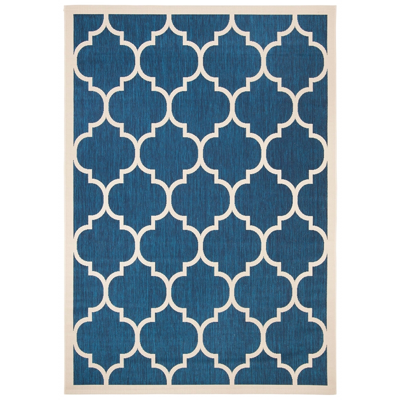 Safavieh Courtyard Polypropylene Medium Rectangle Rug CY6914-268-6 in Navy and Beige