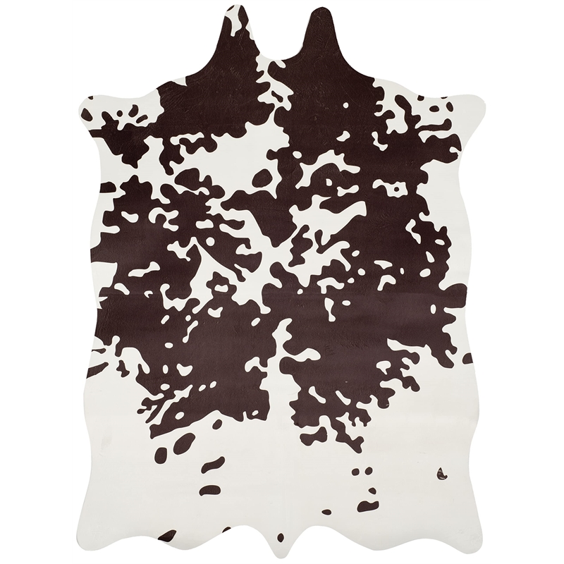 Safavieh Faux Hide Polyester Medium Rectangle Rug FAH160A-5 in Brown and White