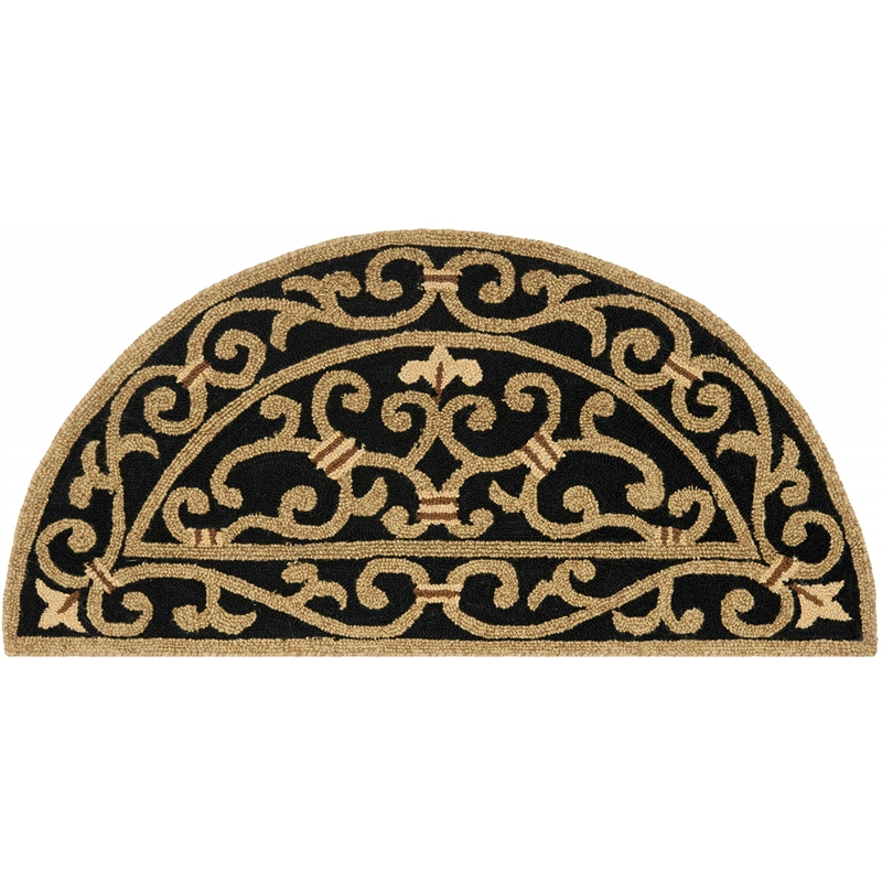 Safavieh Chelsea Wool Moon Half Rug HK11A-3HM in Black