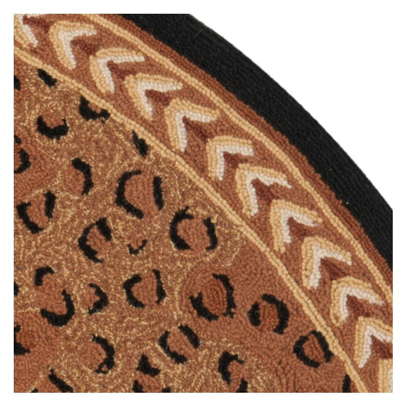 Safavieh Chelsea 4' X 4' Round Wool Hand Hooked Rug in Black / Brown