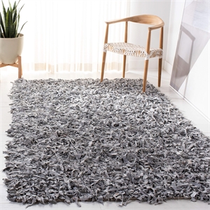 Safavieh Leather Shag Leather Small Rectangle Rug LSG511N-3 in Grey