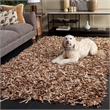 Safavieh Leather Shag Leather Medium Rectangle Rug LSG511N-5 in Grey