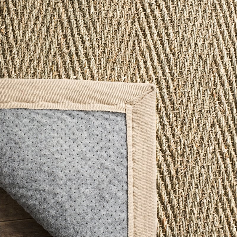 Safavieh Natural Fiber Sisal and Sea Grass Small Rectangle Rug NF115A-4 in Natural and Beige
