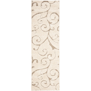 Safavieh Florida Shag 2'-3&quot x 7'-0&quot  Power Loomed Rug in Cream / Beige