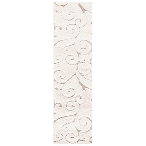 Safavieh Florida Shag 2'-3&quot x 9'-0&quot  Power Loomed Rug in Cream / Beige