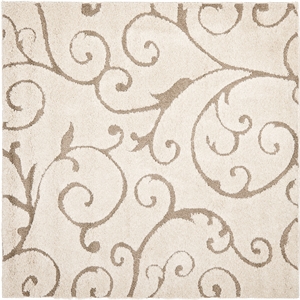 Safavieh Florida Shag 6'-7&quot x 6'-7&quot Square Power Loomed Rug in Cream / Beige
