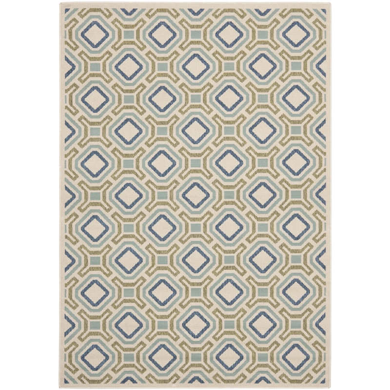 Safavieh Veranda Polypropelene Medium Rectangle Rug VER089-0614-5 in Cream and Green