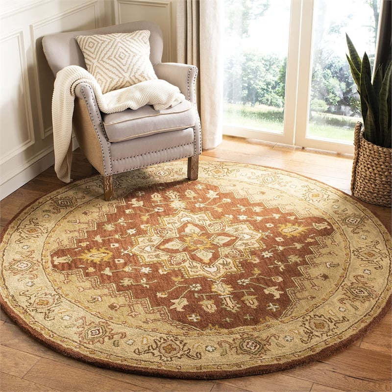 Safavieh Heritage Round Rug in Rust / Gold