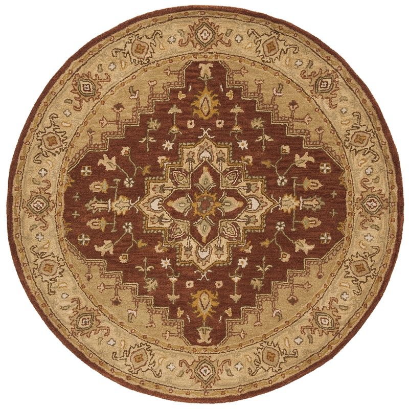 Safavieh Heritage Round Rug in Rust / Gold