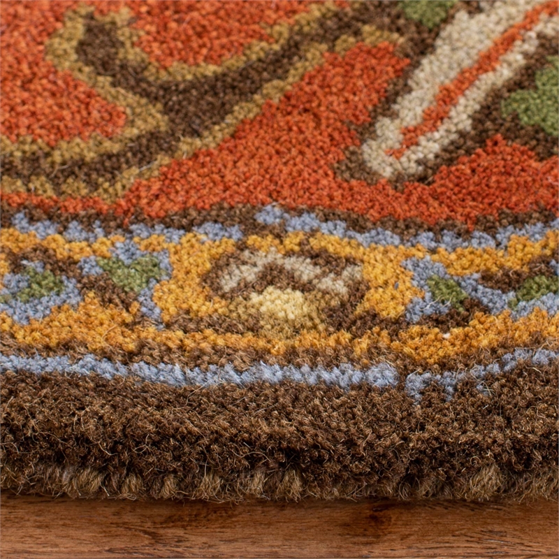 Safavieh Heritage Round Rug in Chocolate / Tangerine