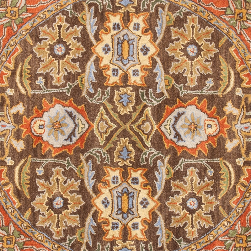 Safavieh Heritage Round Rug in Chocolate / Tangerine