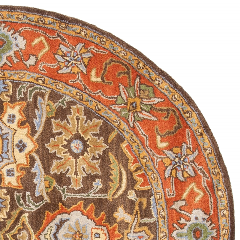 Safavieh Heritage Round Rug in Chocolate / Tangerine