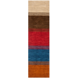 Safavieh Himalaya 2'-3&quot X 8' Wool Hand Loomed Rug in Orange / Multi-Color