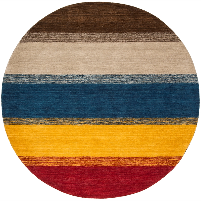 Safavieh Himalaya 6' X 6' Round Wool Hand Loomed Rug in Orange / Multi-Color