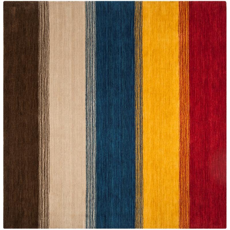 Safavieh Himalaya 6' X 6' Square Wool Hand Loomed Rug in Orange / Multi-Color