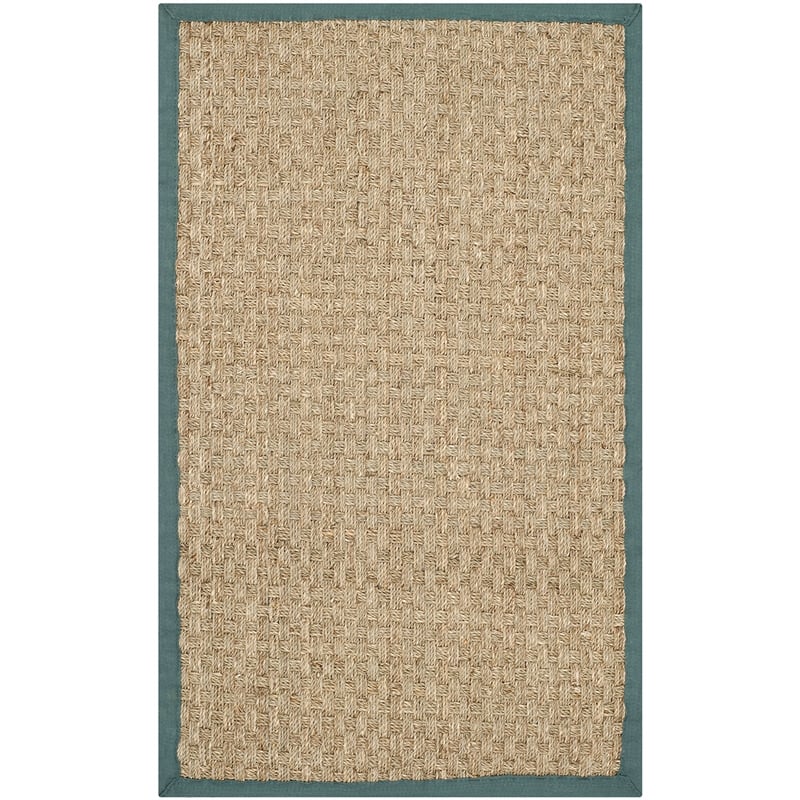 Safavieh Natural Fiber Runner Rug in Natural / Light Blue
