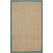 Safavieh Natural Fiber Runner Rug in Natural / Light Blue