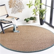 Safavieh Natural Fiber Round Rug in Natural / Light Blue