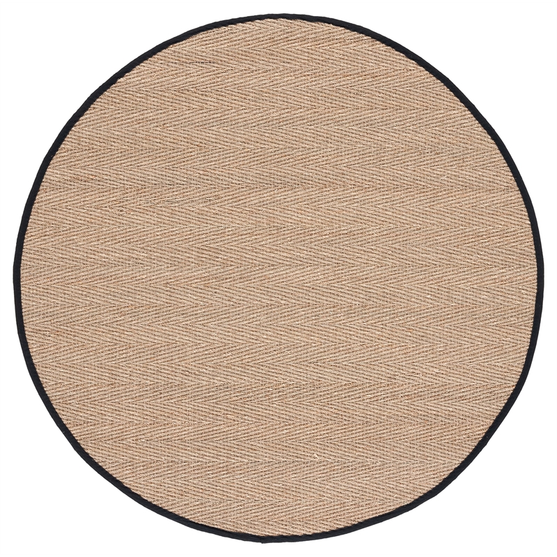 Safavieh Natural Fiber Round Rug in Natural / Black